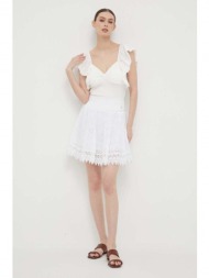 βαμβακερή φούστα guess χρώμα: άσπρο 100% βαμβάκι