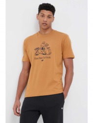 βαμβακερό μπλουζάκι new balance χρώμα: καφέ 100% βαμβάκι