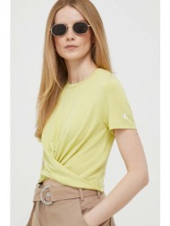 μπλουζάκι calvin klein jeans χρώμα: κίτρινο 69% modal, 27% πολυεστέρας, 4% σπαντέξ