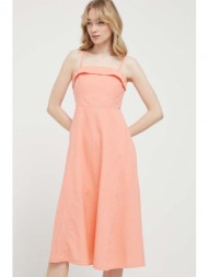 λινό φόρεμα abercrombie & fitch χρώμα: πορτοκαλί κύριο υλικό: 53% λινάρι, 47% βαμβάκι
φόδρα: 100% βα