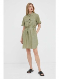 φόρεμα από λινό μείγμα g-star raw χρώμα: πράσινο 77% βαμβάκι, 23% λινάρι