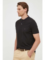βαμβακερό μπλουζάκι πόλο tommy hilfiger χρώμα: μαύρο 100% βαμβάκι