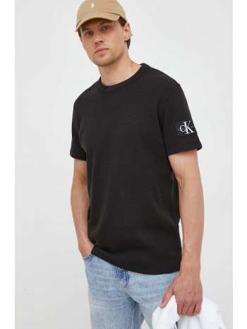 βαμβακερό μπλουζάκι calvin klein jeans χρώμα μαύρο 100%
