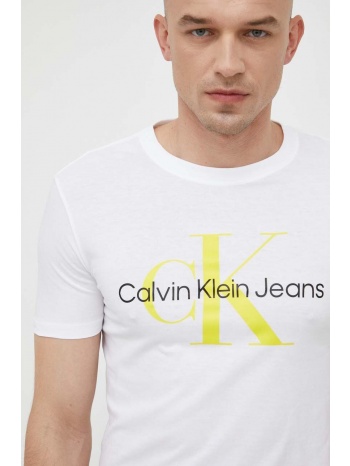 βαμβακερό μπλουζάκι calvin klein jeans χρώμα άσπρο 100%