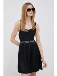φόρεμα calvin klein jeans χρώμα: μαύρο 50% βισκόζη, 50% lenzing ecovero βισκόζη