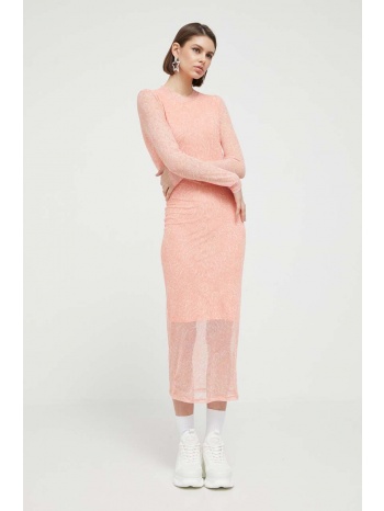 φόρεμα hugo χρώμα πορτοκαλί κύριο υλικό 92% πολυεστέρας