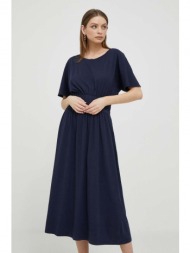 βαμβακερό φόρεμα deha χρώμα: ναυτικό μπλε 100% βαμβάκι