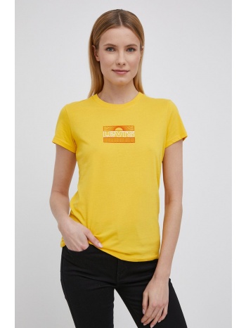 βαμβακερό μπλουζάκι levi`s χρώμα κίτρινο 100% βαμβάκι
