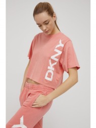 βαμβακερό μπλουζάκι dkny χρώμα: ροζ 100% βαμβάκι