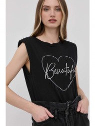 μπλουζάκι morgan γυναικεία, χρώμα: μαύρο 50% βαμβάκι, 50% modal