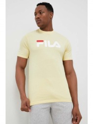 βαμβακερό μπλουζάκι fila χρώμα: κίτρινο 100% βαμβάκι