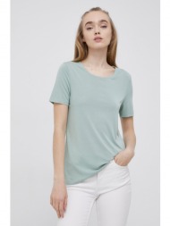 μπλουζάκι pieces γυναικεία, χρώμα: πράσινο 32% πολυεστέρας, 68% ημι-συνθετικό ύφασμα modal tencel απ