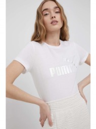 βαμβακερό μπλουζάκι puma χρώμα: άσπρο 100% βαμβάκι