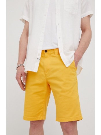 σορτς tommy jeans scanton ανδρικό, χρώμα κίτρινο 98%