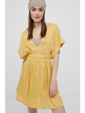 φόρεμα roxy χρώμα κίτρινο, 100% βισκόζη