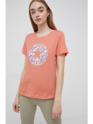 βαμβακερό μπλουζάκι converse χρώμα: πορτοκαλί 100% βαμβάκι