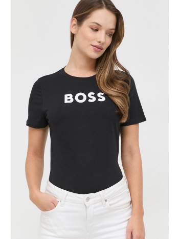 βαμβακερό μπλουζάκι boss χρώμα μαύρο