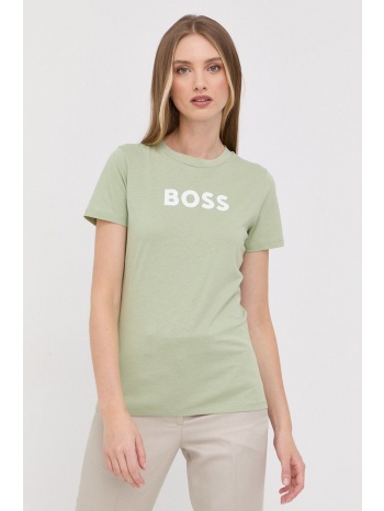 βαμβακερό μπλουζάκι boss χρώμα πράσινο