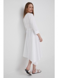 βαμβακερό φόρεμα dkny χρώμα: άσπρο, 100% βαμβάκι