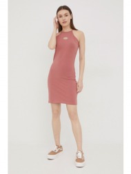 φόρεμα dickies χρώμα: ροζ, 95% βαμβάκι, 5% σπαντέξ