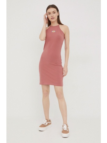 φόρεμα dickies χρώμα ροζ, 95% βαμβάκι, 5% σπαντέξ