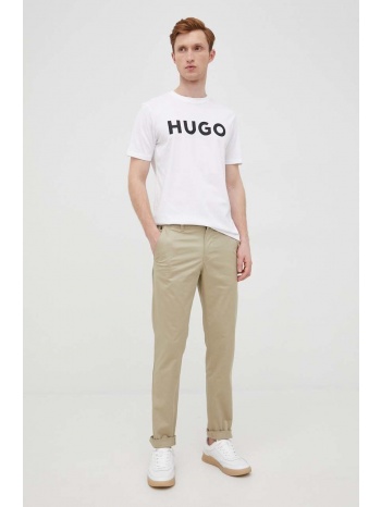 βαμβακερό μπλουζάκι hugo χρώμα άσπρο κύριο υλικό 100%