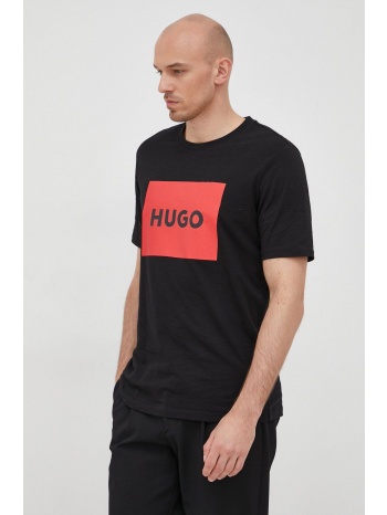 βαμβακερό μπλουζάκι hugo χρώμα μαύρο