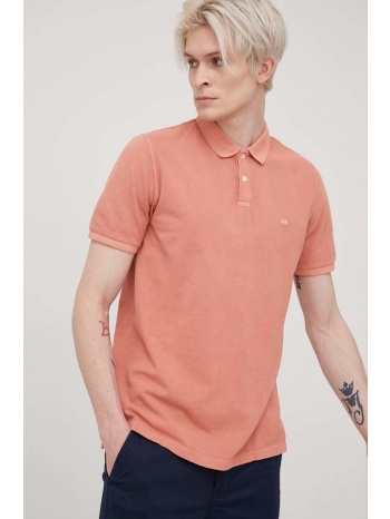 βαμβακερό μπλουζάκι πόλο lee χρώμα πορτοκαλί 100% βαμβάκι