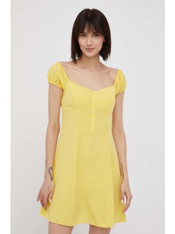 φόρεμα calvin klein jeans χρώμα κίτρινο, 100% πολυεστέρας
