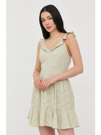 βαμβακερό φόρεμα guess χρώμα πράσινο, φόδρα 100%