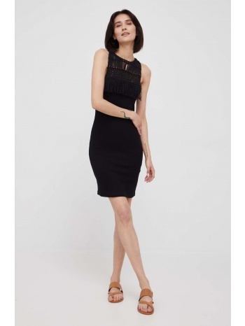 φόρεμα desigual χρώμα μαύρο, 27% βαμβάκι, 4% σπαντέξ, 69%