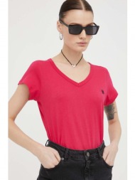 βαμβακερό μπλουζάκι g-star raw χρώμα: ροζ
