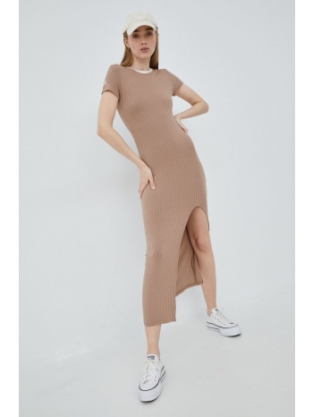 φόρεμα femi stories χρώμα μπεζ 90% βισκόζη, 10% σπαντέξ
