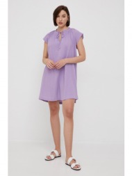 βαμβακερό φόρεμα united colors of benetton χρώμα: μοβ, 100% βαμβάκι