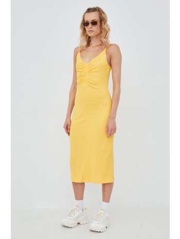 φόρεμα vero moda χρώμα κίτρινο, 93% ανακυκλωμένος