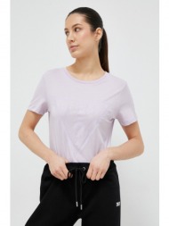 βαμβακερό μπλουζάκι guess χρώμα: μοβ 100% βαμβάκι
