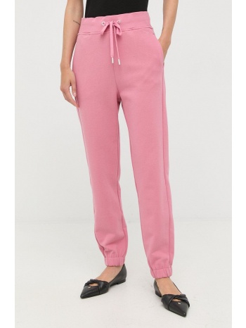 βαμβακερό παντελόνι weekend max mara χρώμα ροζ 100% βαμβάκι