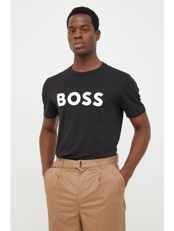 βαμβακερό μπλουζάκι boss boss casual χρώμα μαύρο 100%