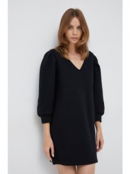 φόρεμα sisley χρώμα: μαύρο, 52% πολυεστέρας, 44% βαμβάκι, 4% σπαντέξ