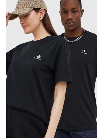 βαμβακερό μπλουζάκι converse χρώμα μαύρο 100% βαμβάκι