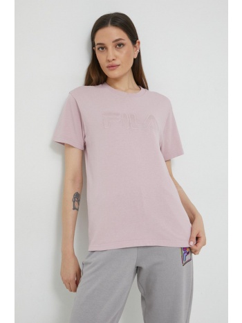 βαμβακερό μπλουζάκι fila χρώμα ροζ 100% βαμβάκι