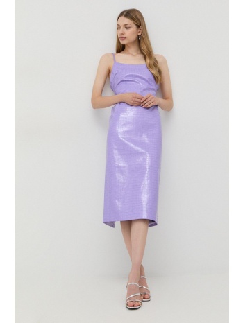 φόρεμα bardot χρώμα μοβ, κύριο υλικό 55% βισκόζη, 45%