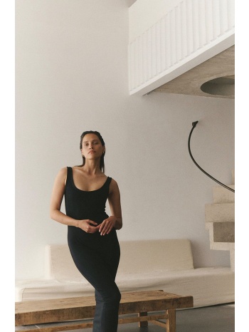 φόρεμα muuv. fendu χρώμα μαύρο 97% βαμβάκι, 3% σπαντέξ