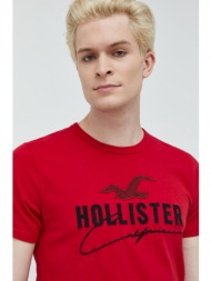 βαμβακερό μπλουζάκι hollister co. χρώμα: κόκκινο 100% βαμβάκι