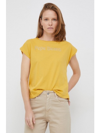 βαμβακερό μπλουζάκι pepe jeans χρώμα κίτρινο 100% βαμβάκι