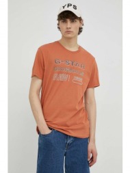 βαμβακερό μπλουζάκι g-star raw χρώμα: πορτοκαλί 100% οργανικό βαμβάκι