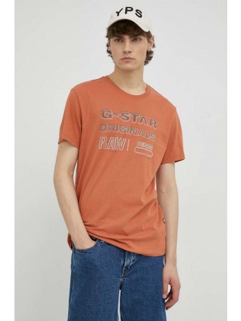 βαμβακερό μπλουζάκι g-star raw χρώμα πορτοκαλί 100%