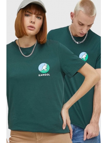 βαμβακερό μπλουζάκι kangol χρώμα πράσινο 100% βαμβάκι