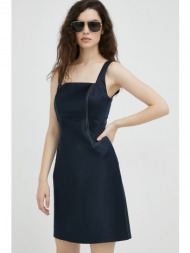 φόρεμα samsoe samsoe χρώμα: ναυτικό μπλε, 100% ανακυκλωμένος πολυεστέρας