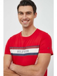 βαμβακερό μπλουζάκι tommy hilfiger χρώμα: κόκκινο 100% βαμβάκι